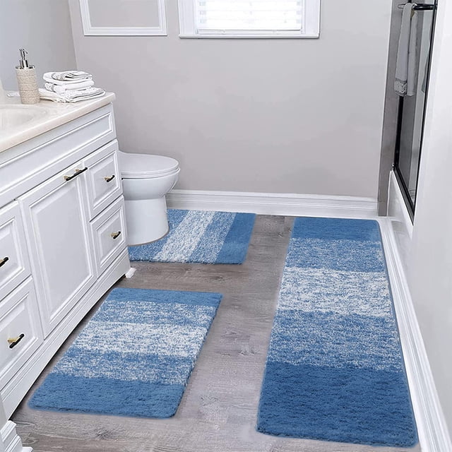 SSZMDLB Microfiber Bath Rugs, Bathroom Rugs, Shower Rugs with Toilet Mat, Absorbent Microfiber Plush Non-Slip Rugs, Washable Bath Mat Set for Floor, Tub, Shower