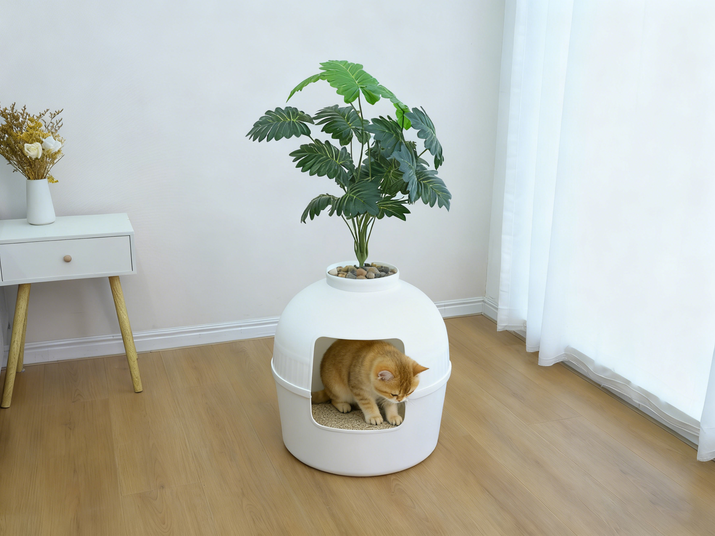 Home4Cat Boîte à litière pour chat cachée sous plante