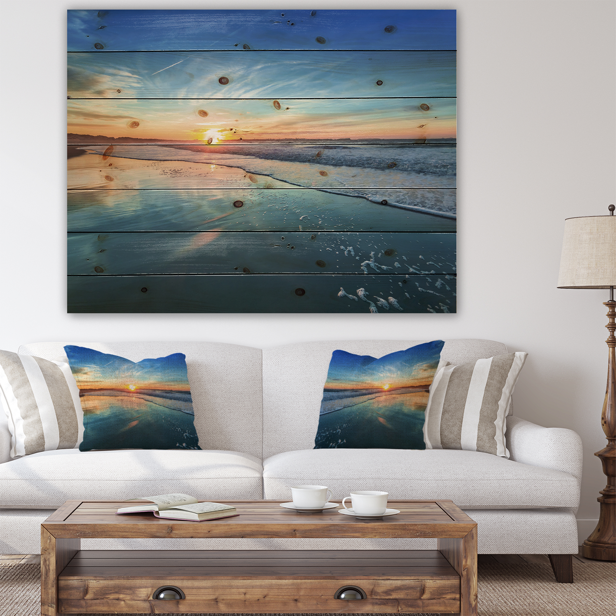 Tableau mural imprimée sur toile Design Art la mer et soleil