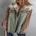 thumbnail image 4 of Womens Corduroy Shacket Jacket Long Sleeve Button Down Color Block Hooded Coat with Pockets, 4 of 7