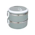 thumbnail image 4 of SDNall 1400ml 2 Layer Round Food Lunch Box Stainless Steel Lunch Box Lunch Box Food Storage Box Childrens Lunch Box Hot Food, 4 of 8