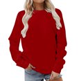 thumbnail image 1 of Yuyuzo Hauts d'Automne pour Femmes Chandails à Col Rond Manches Longues Chandail Uni à Enfiler T-Shirts Coupe Ample, 1 of 4