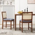 thumbnail image 2 of Giantex Set of 2 Rattan Dining Chairs, Wooden Kitchen Armless Chairs, Padded Side Chairs, 2 of 6
