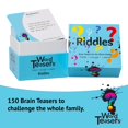 thumbnail image 2 of ? WORD TEASERS Jokes and Riddles Conversation Starters - Hilarious Card Game for Families, Couples, Kids, Parties & Travel - Flashcards for Ages 7+ - 150 Brain Teasers (Riddles Edition), 2 of 4