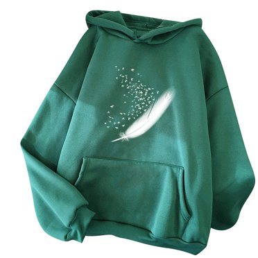 CEHVOM Ladies Casual Long Sleeve Ladies O-Neck Print Hoodie Loose Women Tops