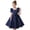 Navy, variant on Girls Solid Color U Neck Dress, Elegant Princess Party Gown with Bow Waist, Flower Girl Junior Bridesmaid Dress for Wedding and Special Occasions White 130