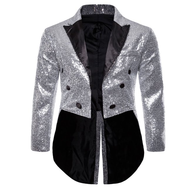 Costume pour Homme Paillettes Brillantes Col Rabattu Bal Queue-de-Pie Smoking