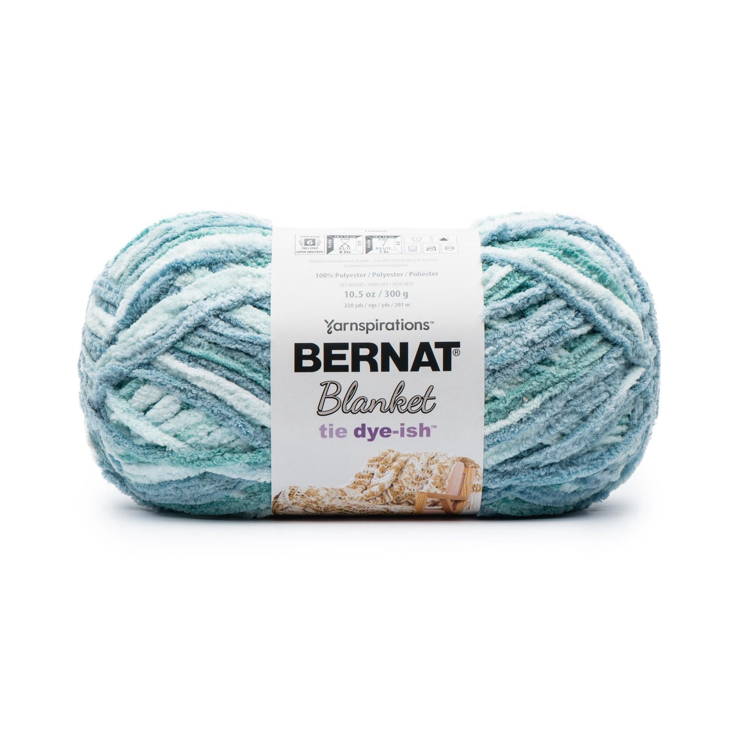 Bernat® Blanket Tie Dye-ish™ Yarn, Polyester #6 Super Bulky, 10.5oz/300g, 220 Yards