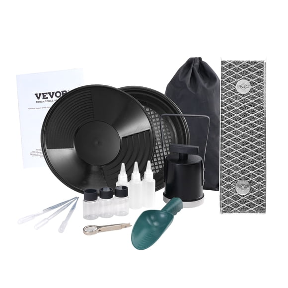 VEVOR Mini Sluice Box Gold Panning Kit, 12" Aluminum Alloy Gold Mining Equipment, 16 PCS Gold Prospecting Kit with Gold Pan, Classifier Screen