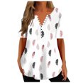 thumbnail image 1 of Penkiiy Blouse d'Été Décontractée à Col en V pour Femmes, Manches Courtes, Boutons, Blanc, 1 of 5