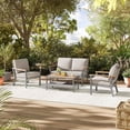thumbnail image 3 of SONGMICS HOME Sencillo Collection - Table Basse, Table de Conversation, Table de Patio, Rectangulaire, avec Rangement, Gris et Beige, 3 of 5