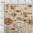 thumbnail image 2 of oneOone Viscose Chiffon Light Brown Fabric Asian Block Fish Craft Projects Decor Fabric Printed By The Yard 42 Inch Wide, 2 of 4