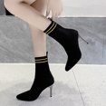 thumbnail image 4 of Bottes Courtes de Mode pour Femmes à Bout Pointu, Respirantes, à Talons Hauts, en Tricot, à Manches, 4 of 8