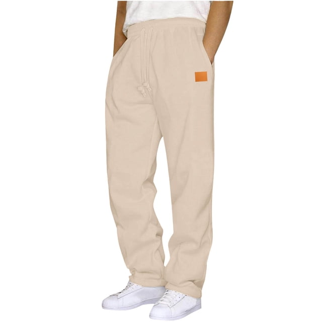 LIaqionyy Mens Sweatpants Open Bottom Casual Elastic Waist Drawstring Jogger Lounge Pants with Pockets