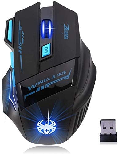 KUNOVA (TM) Wireless Optical Gaming Mouse, 2.4GHZ 4 DPI Adjustable USB Gaming Mice with Fire Key & Cool Breathing Light