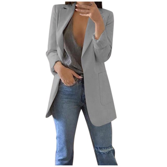 Cardigan Ouvert pour Femmes avec Poches, Costume Formel, Blouse à Manches Longues