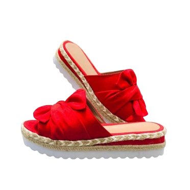 Women's Wedge Platform Shoes Thick Soles Footwear Waterproof Flat Beach Sandal Casual Slippers Sandals Female Slides Outdoor Ladies Red 43
