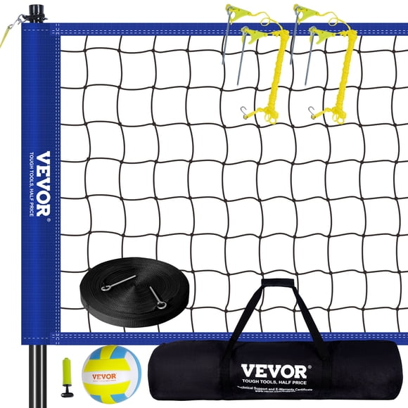 VEVOR Outdoor Portable Volleyball Net System, Adjustable Height Steel Poles, Professional Volleyball Set with PVC Volleyball, Pump, Carrying Bag