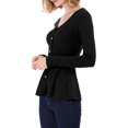 thumbnail image 4 of INSPIRE CHIC Women's V Neck Long Sleeve Ribbed Pullover Knitted Peplum Top, 4 of 7