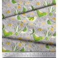 thumbnail image 2 of Soimoi Polyester Crepe Fabric Floral & Bird Cartoon Print Sewing Fabric Yard 42 Inch Wide, 2 of 3