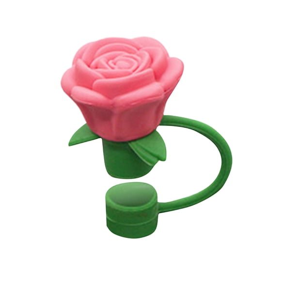 Valentine's Day Cup Straw Cover Rose Flower Straw Cover 10mm Silicone Straw Cover Straw Cover Reusable Rose Flower Straw Head Cover Suitable For Women's Valentine's Day Umbrellas Reusable Bowl Cups T