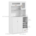 thumbnail image 3 of HOMCOM Hutch de Cuisine avec Rangement pour Vin Micro-Ondes Comptoir Tiroir Blanc, 3 of 10