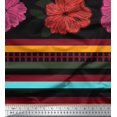 thumbnail image 3 of oneOone Polyester Lycra Fabric Stripe & Floral Panel Printed Craft Fabric BTY 56 Inch Wide, 3 of 3