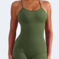 thumbnail image 4 of Femmes Dos Nu Ventre Contrôle Combinaisons Taille Haute Entraînement Combinaisons Sans Manches V Dos Scrunch Yoga Rompers, 4 of 8