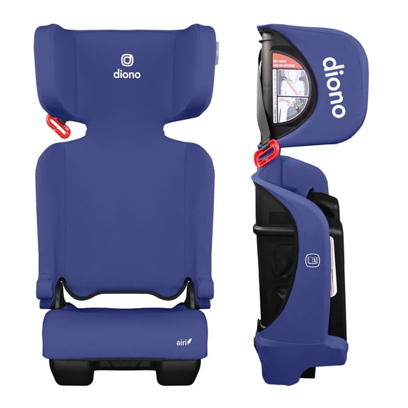 Diono Airi Siège d'Appoint à Dossier Haut pour Voiture, Rehausseur Léger Pliable avec Positionnement de Ceinture et Protection contre les Impacts Latéraux, Appuie-Tête Ajustable, Housse Lavable à la Machine, 40-100 lb, Bleu