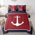 thumbnail image 1 of Erosebridal Nautical Anchor Bed In A Bag Full Size,Geometric Stripes Bed Set,Ocean Decoration,Reversible,Breathable,7-Piece, 1 of 1