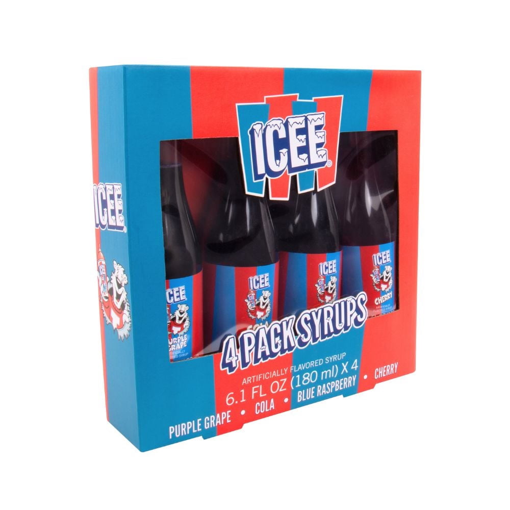 Sirops ICEE - Pack de 4, Framboise Bleue & Cerise Rouge, Bouteilles de 16,9 Fl oz, Pack de Sirops Aromatisés ICEE Officiellement Autorisé