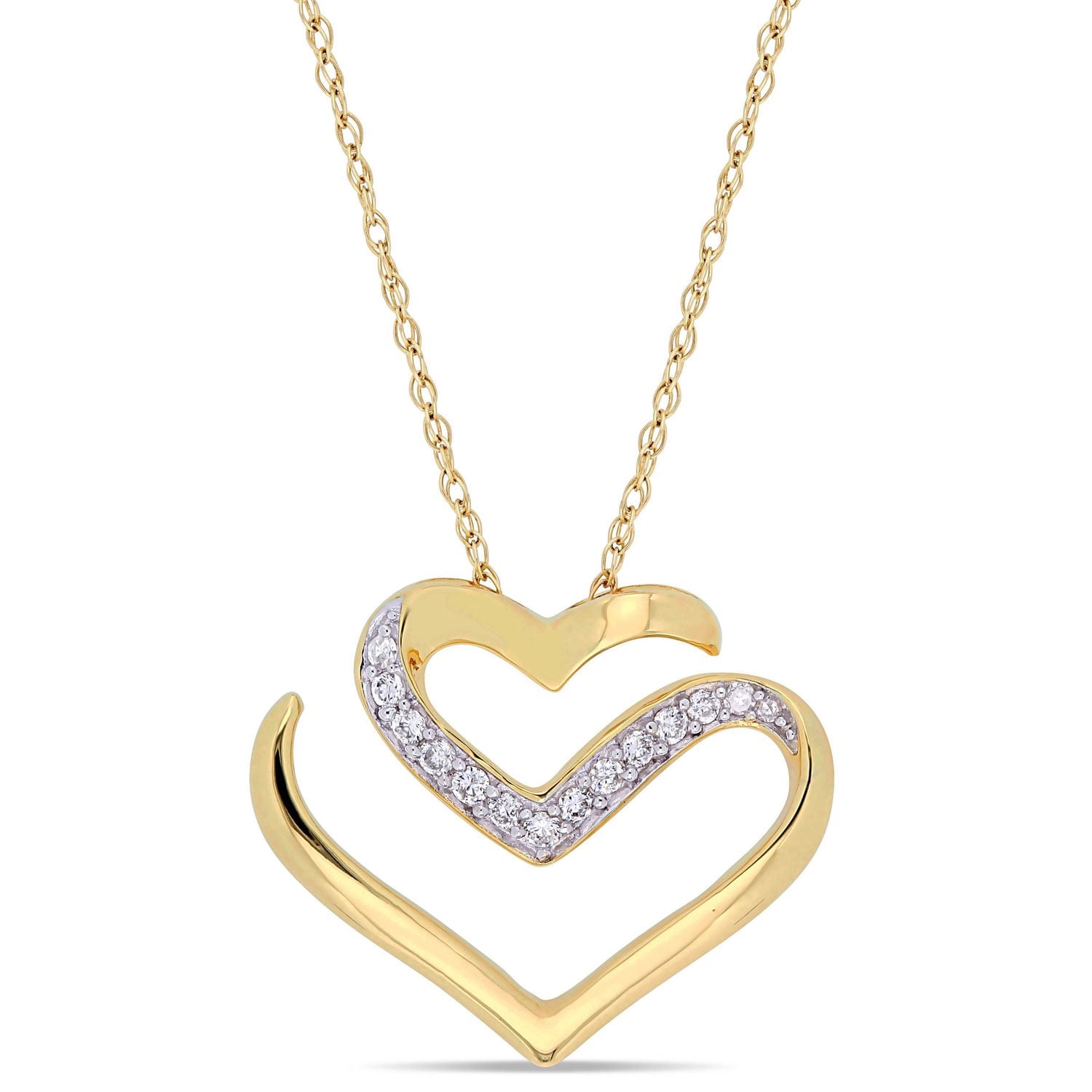 Collier de forme cœur ajouré Miabella avec diamants 1/10 CT poids total en or jaune 10K, 17 po