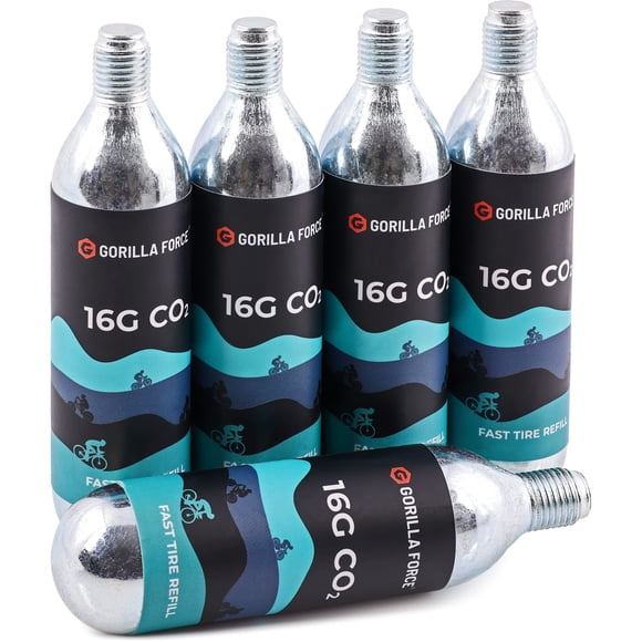 Gorilla Force | 16g CO2 Cartridges - Threaded | Box of 5 | for Bike Tire Inflators