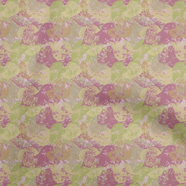 oneOone Georgette Viscose Brun Pâle Tissu Feuilles d'Automne Matière pour Robe Tissu Imprimé Tissu au Mètre 42 Pouces de Large
