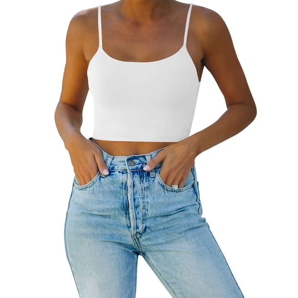 Débardeurs et Camisoles pour Femmes Soldes de Liquidation Femmes Chemises Mélange Femmes Aguichant Bretelles Spaghetti Ajustables Camisole Doublée Débardeur Yoga Hauts Courts Basiques