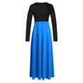 thumbnail image 4 of Robes d'Automne pour Femmes Robe Maxi pour Femmes Unie à Manches Longues à Col Rond Chandail Robe Patchwork Robe avec Poches pour Femmes P-77 Bleu Ciel P, 4 of 5