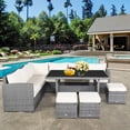 thumbnail image 4 of Patiojoy 7-Piece Wicker Patio Furniture Set Outdoor Rattan Sofa Set Conversation Couch Set Off White, 4 of 10