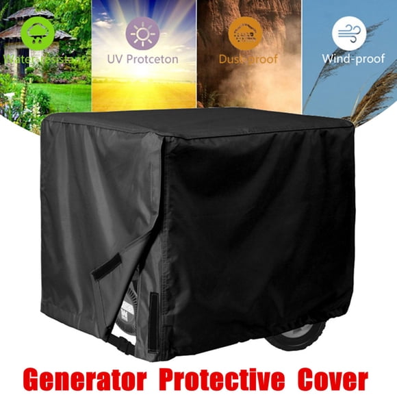 Universal Heavy Duty Generator Cover - 210D Oxford Cloth Waterproof, Windproof, Dustproof Protection - L Size Black Outdoor Equipment Cover