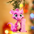 thumbnail image 3 of Fridja Personalized Dinosaur Christmas Ornament 26 Letters Hanging Pendant Ornaments 2024 Plastic Initial Monogram Xmas Tree Decorations with Hanging Rope Unique Customized Fun Gift for Kids, 3 of 3
