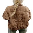 thumbnail image 2 of Women Stand Collar Quilted Jackets Long Sleeve Solid Color Full Zip Padded Jackets, 2 of 4