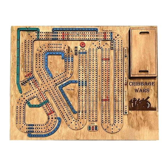 MVRLSH Liquidation! Jeu de Cribbage de Guerre Ensemble de Jeu de Cribbage en Bois avec Rangement pour Cartes et Voyage Ensembles de Jeux de Cribbage Portables pour la Famille