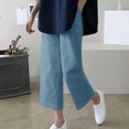thumbnail image 2 of VEKDONE Womens Cotton Linen Capris Pants Sky Blue S, 2 of 3