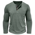 thumbnail image 4 of Yusimy Chemise Henley pour Hommes Manches Longues Col Rond Boutonnée Couleur Unie Poche Mode Décontractée, 4 of 6