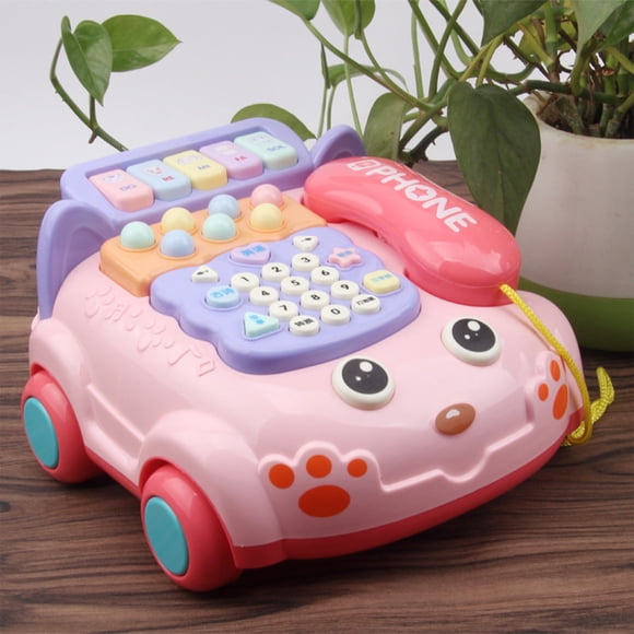 Nsxcdh Multi Function Telephone Car Toy for Kids Story Music Whack a Mole 7.9x7.5x4.5 in Dragging LED Lights Animal Calls Interactive Educational Toys Christmas Gifts for Grandkids