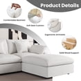 thumbnail image 4 of The Magic Home 3-Seater Cloud Modular L-Shaped Linen Sectional Sofa with Ottoman, White, 4 of 13