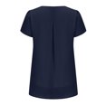 thumbnail image 5 of Birdeem T-Shirt à Manches Courtes en Chiffon Uni Décontracté Col en V pour Femmes, 5 of 5