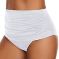 thumbnail image 1 of Women‘s Ruched Shirred Swim Shorts Quick Dry High Waist Tummy Control Summer Shorts Elastic Waistband Swimsuit Briefs, 1 of 7