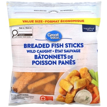Great Value Wild Caught Breaded Fish Sticks, 1 kg