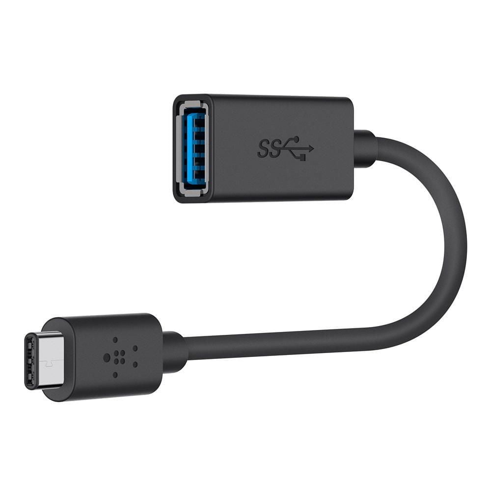 Adaptateur Belkin USB-C vers USB-A 3.0 certifié USB-IF – Compatible avec MacBook, Chromebook Pixel et appareils USB-C – Noir