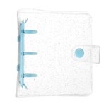 Uxcell Mini Binder Cover, 4.3 Inch Clear Binder Protector 3 Ring Refillable Notebook Binder with Snap Button for Photo Scrapbook Journal Ledger, Blue